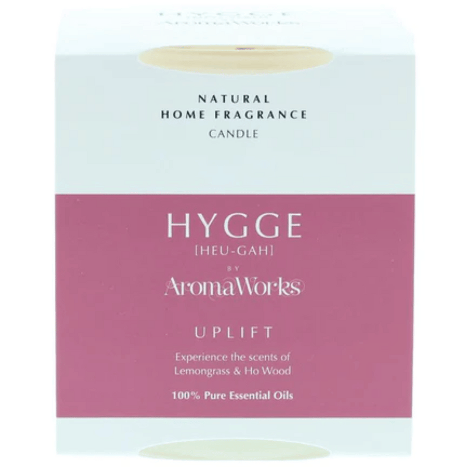 AromaWorks Hygge Candle Uplift Lemongrass and Ho wood 220gm- Lillys Pharmacy and Health Store