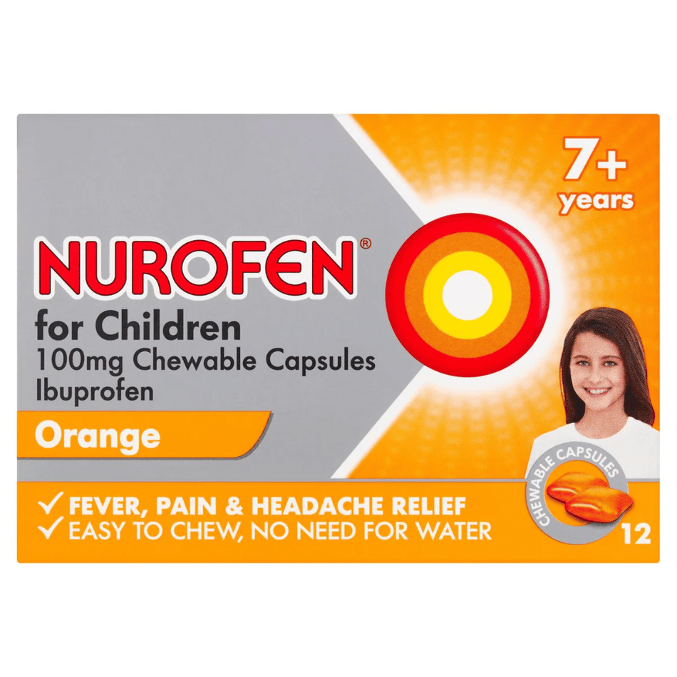 Nurofen Children 7+ Soft Chews Orange 100mg 12's- Lillys Pharmacy and Health Store