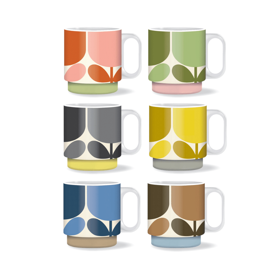 Orla Kiely Set 6 Stacking Mugs - Block Flower- Lillys Pharmacy and Health Store