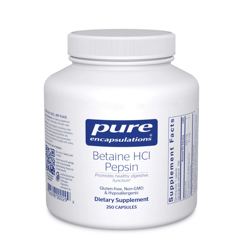 Pure Encapsulations Betaine Hcl Pepsin 250's- Lillys Pharmacy and Health Store