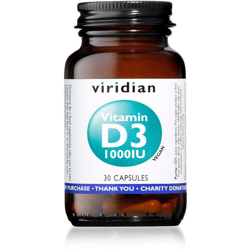 Viridian Vitamin D3 1000iu 30 Veg Caps- Lillys Pharmacy and Health Store