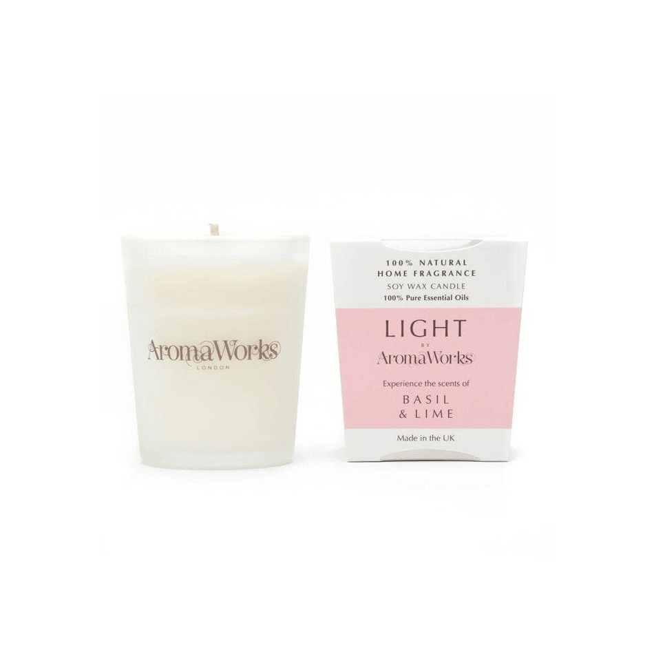 Aroma Works Light Range Basil & Lime Candle 10cl Small- Lillys Pharmacy and Health Store