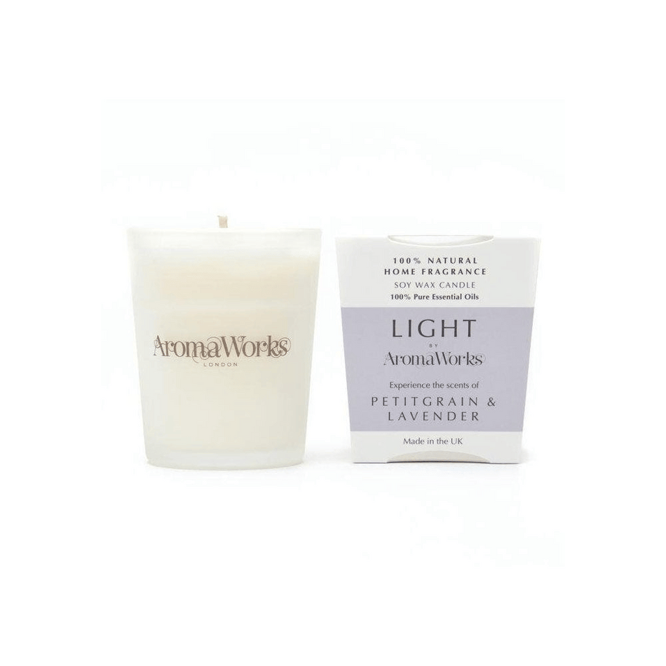 Aroma Works Light Range Petitgrain & Lavender Candle 10cl Small- Lillys Pharmacy and Health Store