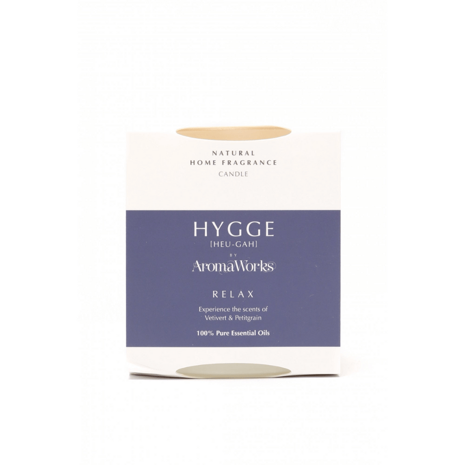 AromaWorks HYGGE RELAX - Vetivert & Petitgrain Candle with Essential Oil- Lillys Pharmacy and Health Store