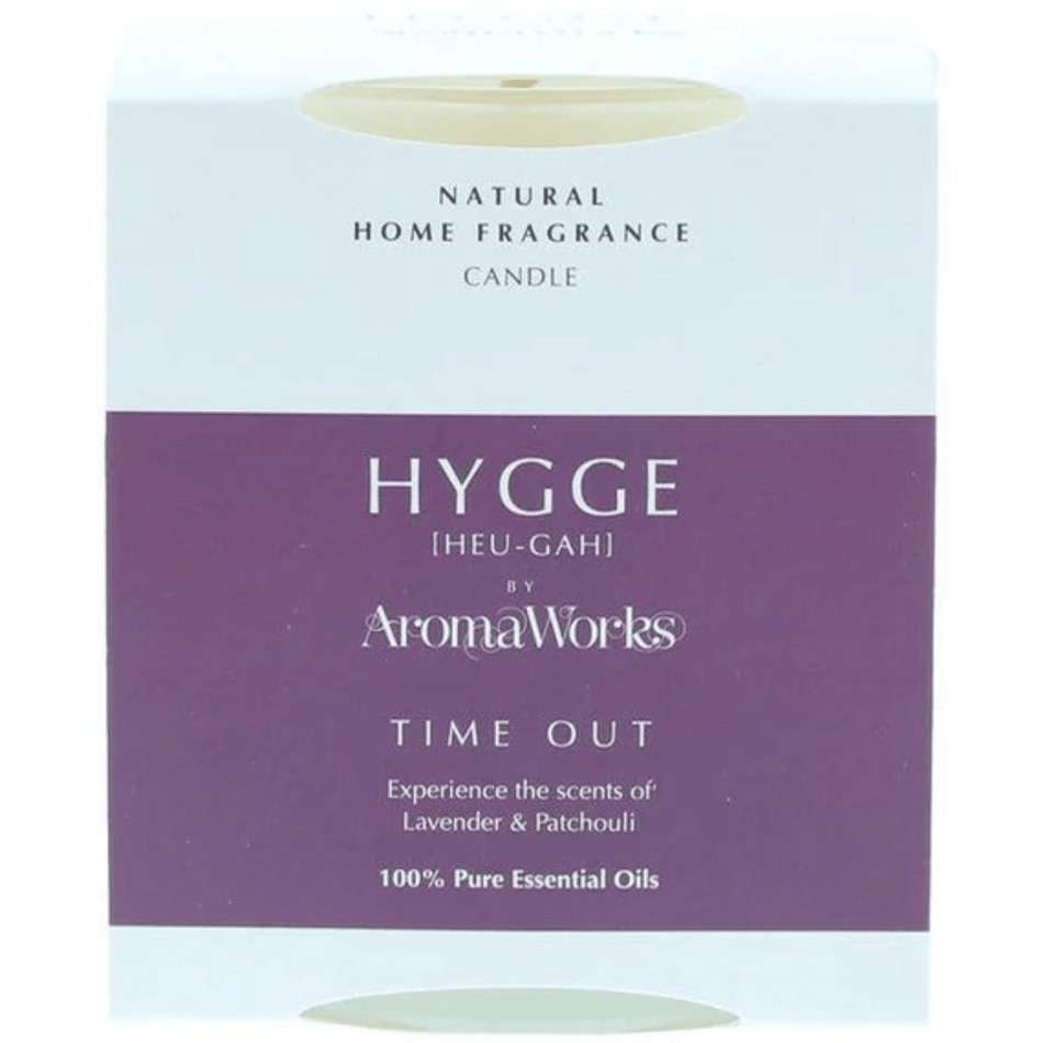 AromaWorks Hygge Candle-Time Out lavender and patchouli 220gm- Lillys Pharmacy and Health Store