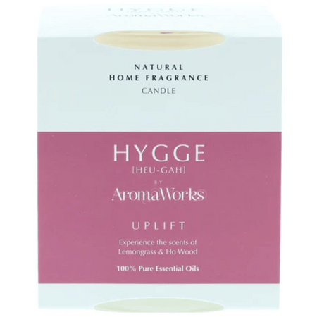 AromaWorks Hygge Candle Uplift Lemongrass and Ho wood 220gm- Lillys Pharmacy and Health Store