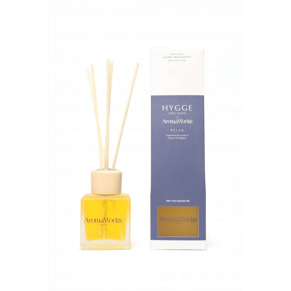 AromaWorks Hygge Reed Diffuser- Relax vetivert and petitgrain- Lillys Pharmacy and Health Store