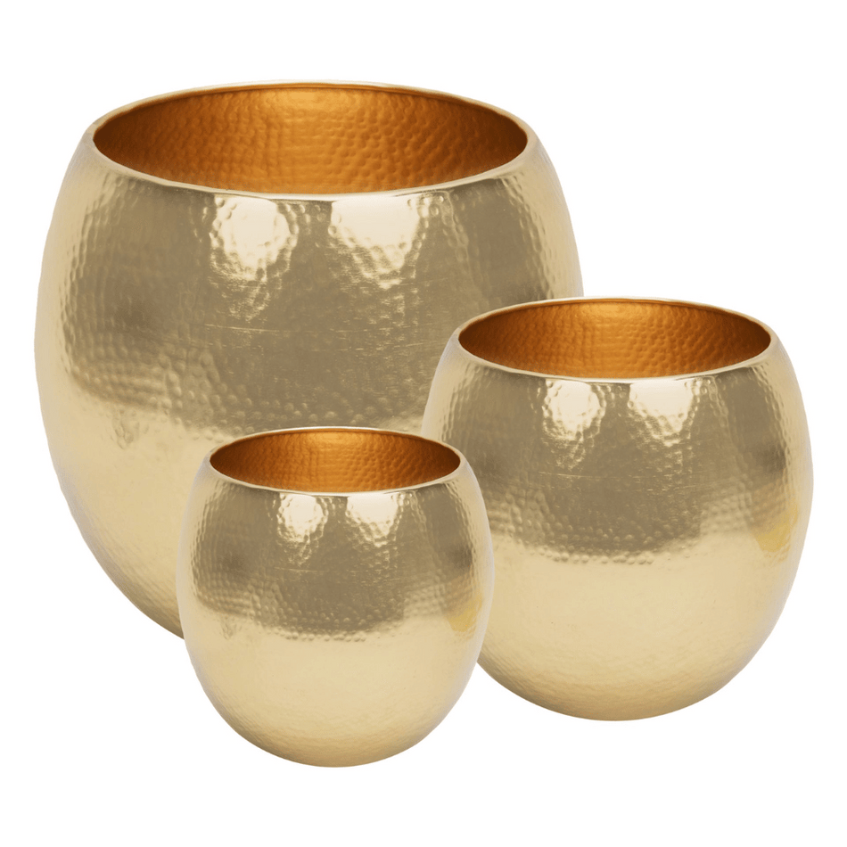 Hestia Set of 3 Gold Finish Metal Planters- Lillys Pharmacy and Health Store