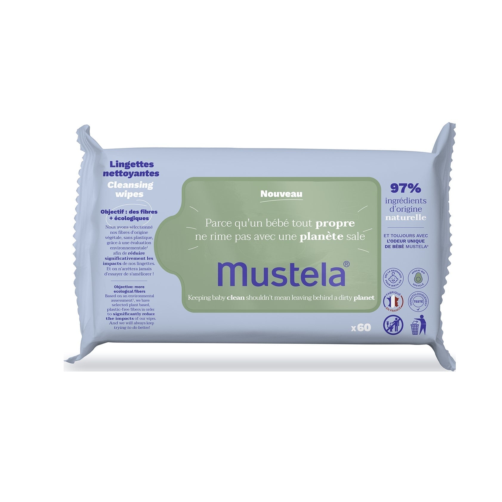 Mustela Eco-Friendly Cleansing Wipes 60 Pack | Goods Department Store
