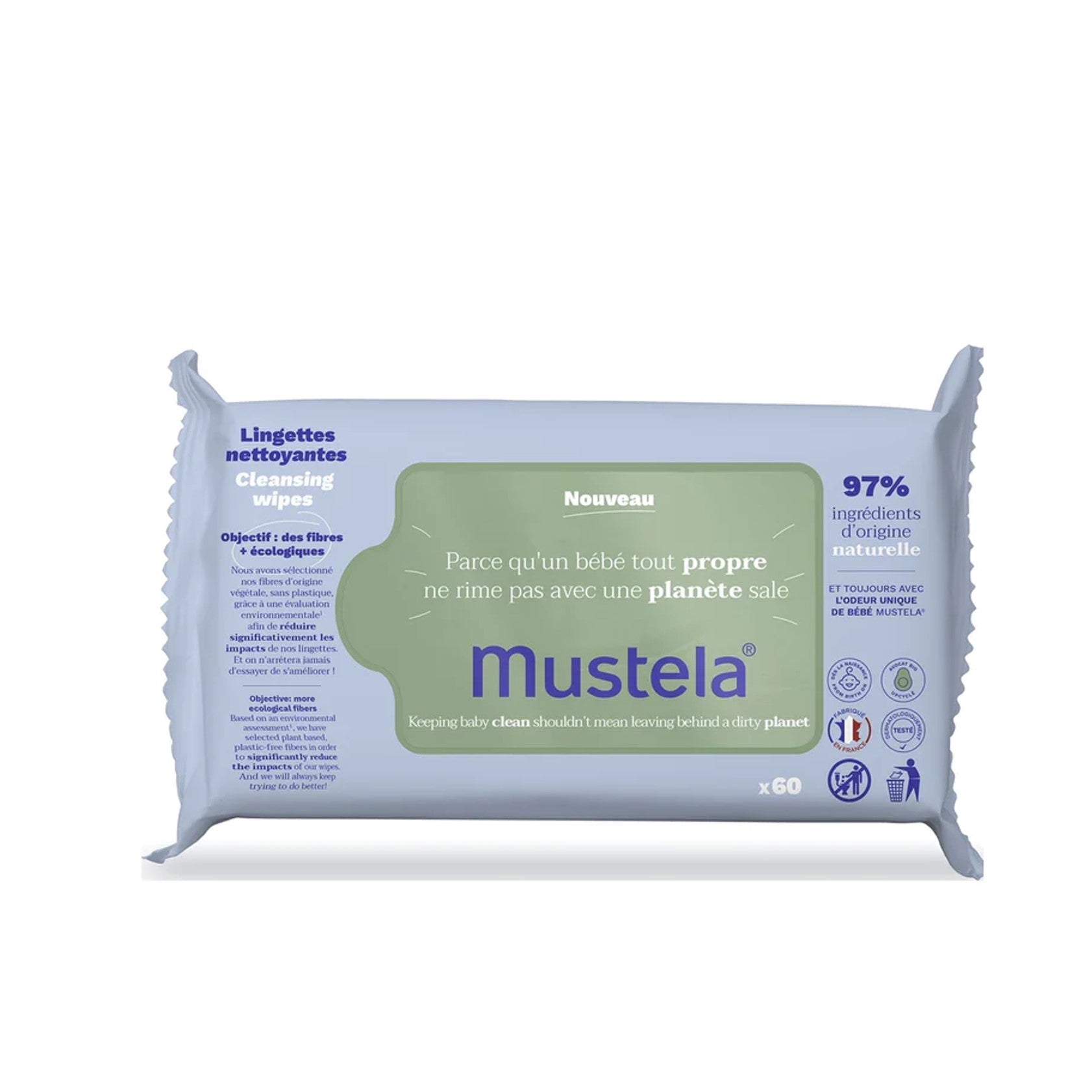 Mustela Organic Cotton Water Wipes 60 Wipes- Lillys Pharmacy and Health Store