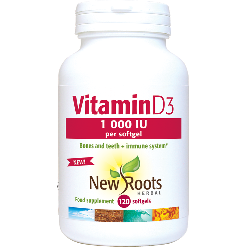 New Roots Vitamin D3 1 000 IU 120 Softgels- Lillys Pharmacy and Health Store