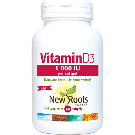 New Roots Vitamin D3 1 000 IU 60 Softgels- Lillys Pharmacy and Health Store