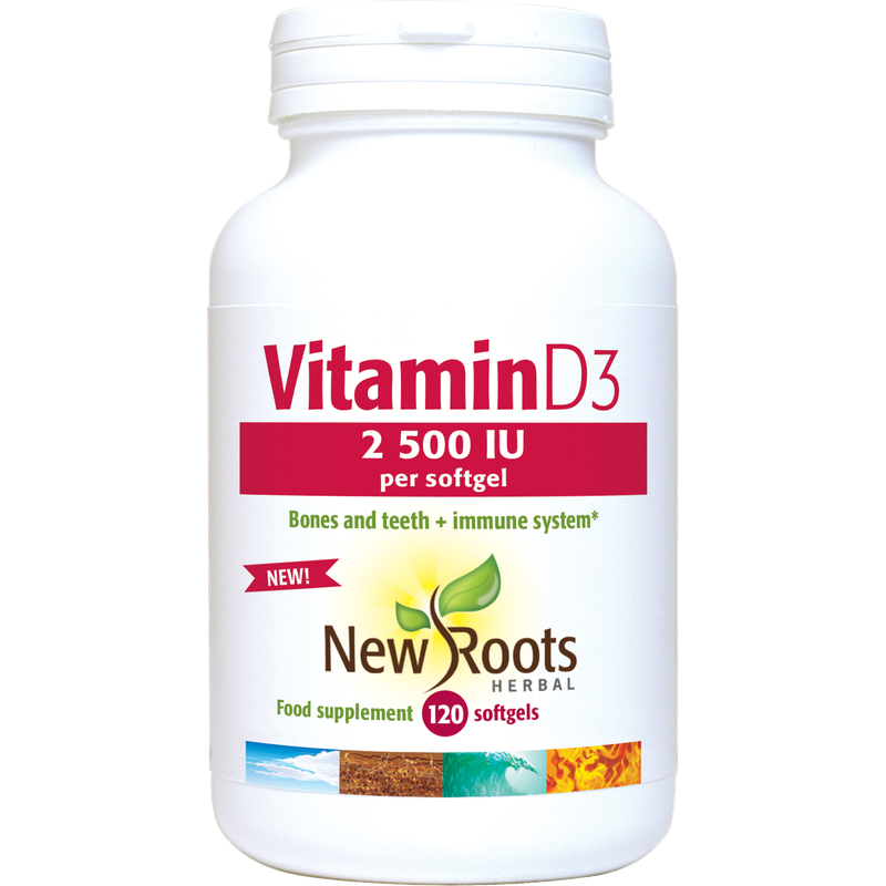 New Roots Vitamin D3 2 500 IU 120 Softgels- Lillys Pharmacy and Health Store