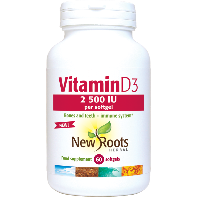 New Roots Vitamin D3 2 500 IU 60 Softgels- Lillys Pharmacy and Health Store