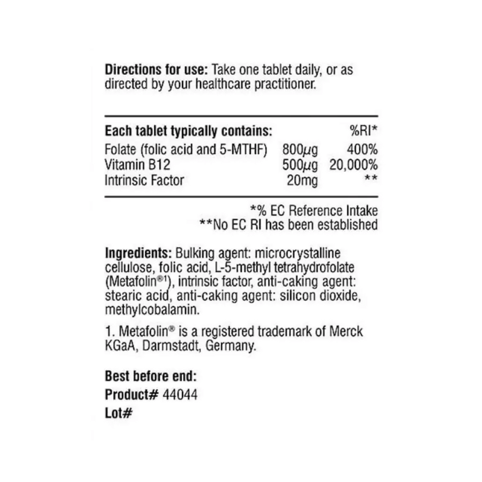 Nutri Advanced Vitamin B12 + Folate 60 Tabs- Lillys Pharmacy and Health Store