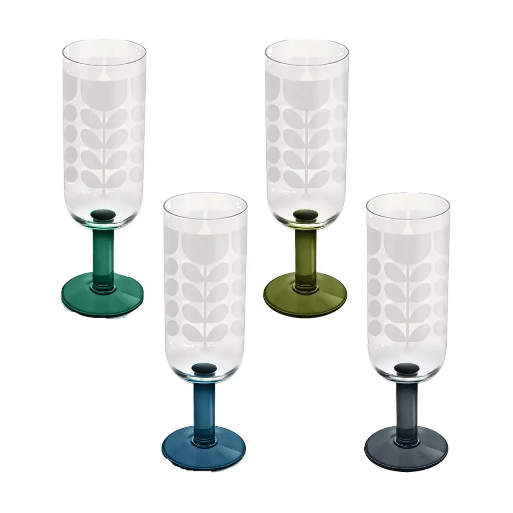 Orla Kiely S/4 Atomic Flower Champagne Glasses (Green Shades- Lillys Pharmacy and Health Store