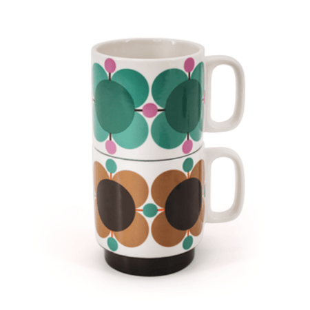 Orla Kiely Set 2 Mugs - Atomic Flower Jewel/ Latte- Lillys Pharmacy and Health Store