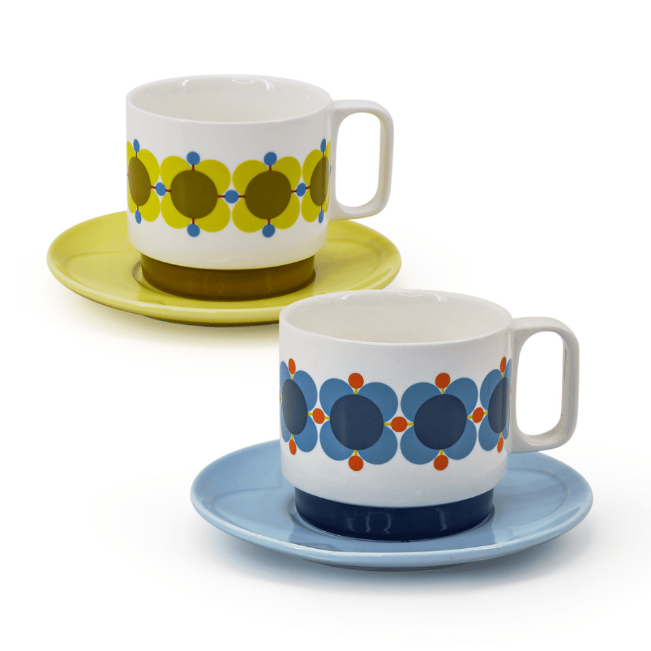 Orla Kiely Set 2 Tea Cup & Saucer - Atomic Flower- Lillys Pharmacy and Health Store