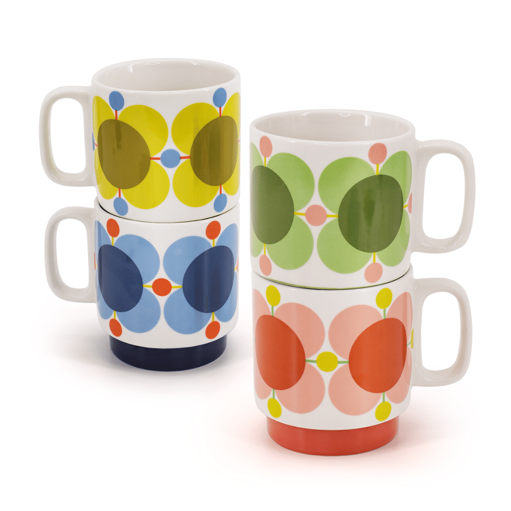 Orla Kiely Set 4 Stacking Mugs - Atomic Flower- Lillys Pharmacy and Health Store