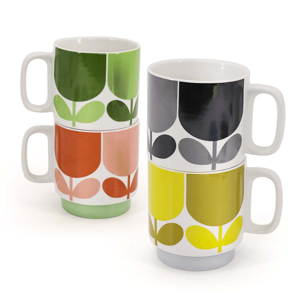 Orla Kiely Set 4 Stacking Mugs - Block Flower- Lillys Pharmacy and Health Store