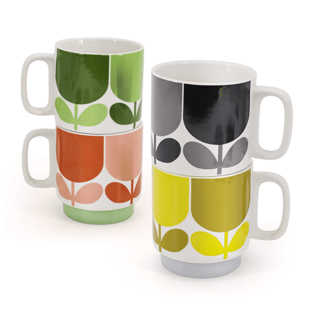 Orla Kiely Set 4 Stacking Mugs - Block Flower- Lillys Pharmacy and Health Store