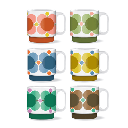 Orla Kiely Set 6 Stacking Mugs - Atomic Flower- Lillys Pharmacy and Health Store