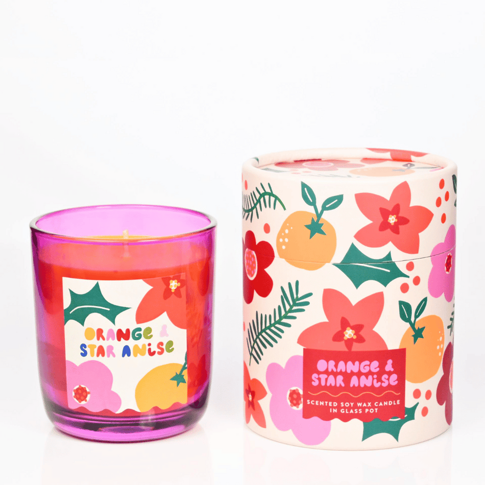 Raspberry Blossom Pink Glass Candle- Lillys Pharmacy and Health Store