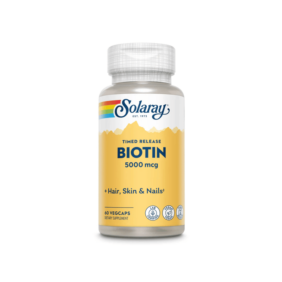 Solaray Biotin Timed Release 5000mcg 60Caps- Lillys Pharmacy and Health Store