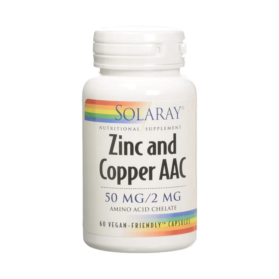 Solaray Zinc and Copper AAC 60Caps- Lillys Pharmacy and Health Store