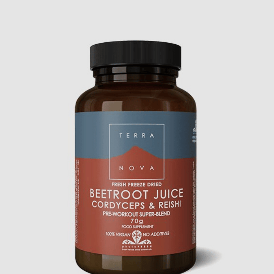 Terra Nova Beetroot Juice Cordyceps Reishi Pre Workout 70g- Lillys Pharmacy and Health Store
