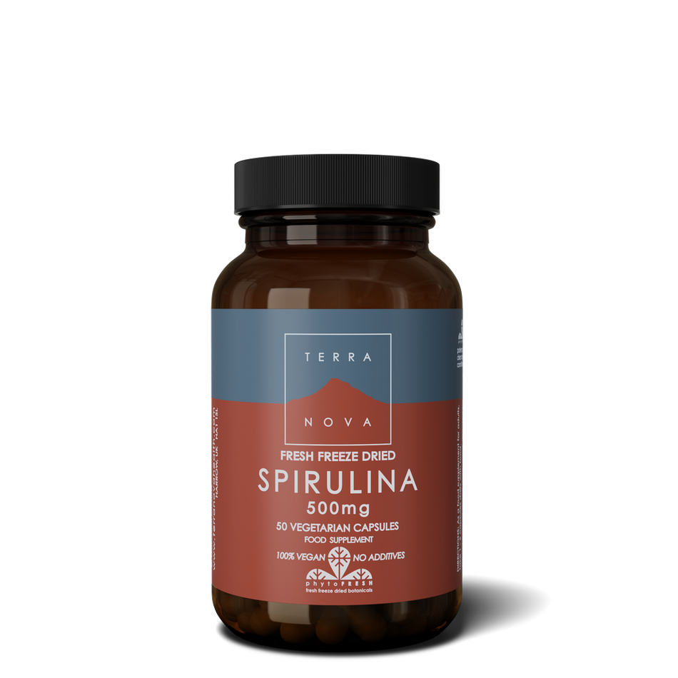 Terra Nova Org Spirulina 500mg Fresh Freeze Dried 50caps- Lillys Pharmacy and Health Store
