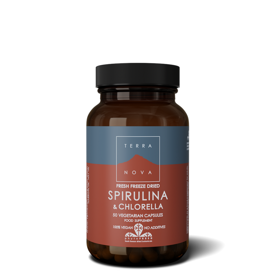Terra Nova Org Spirulina Chlorella Fresh Freeze Dried 50caps- Lillys Pharmacy and Health Store