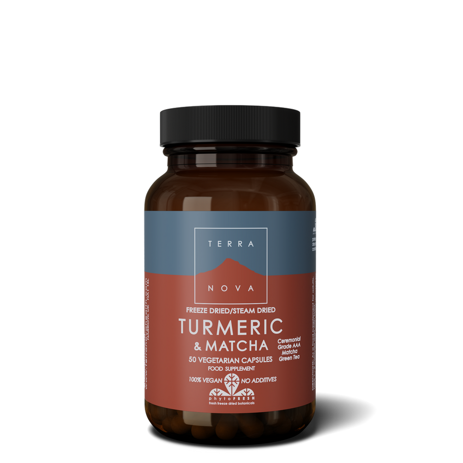 Terra Nova Org Turmeric Matcha Freeze Dried Steam Dried 50caps- Lillys Pharmacy and Health Store