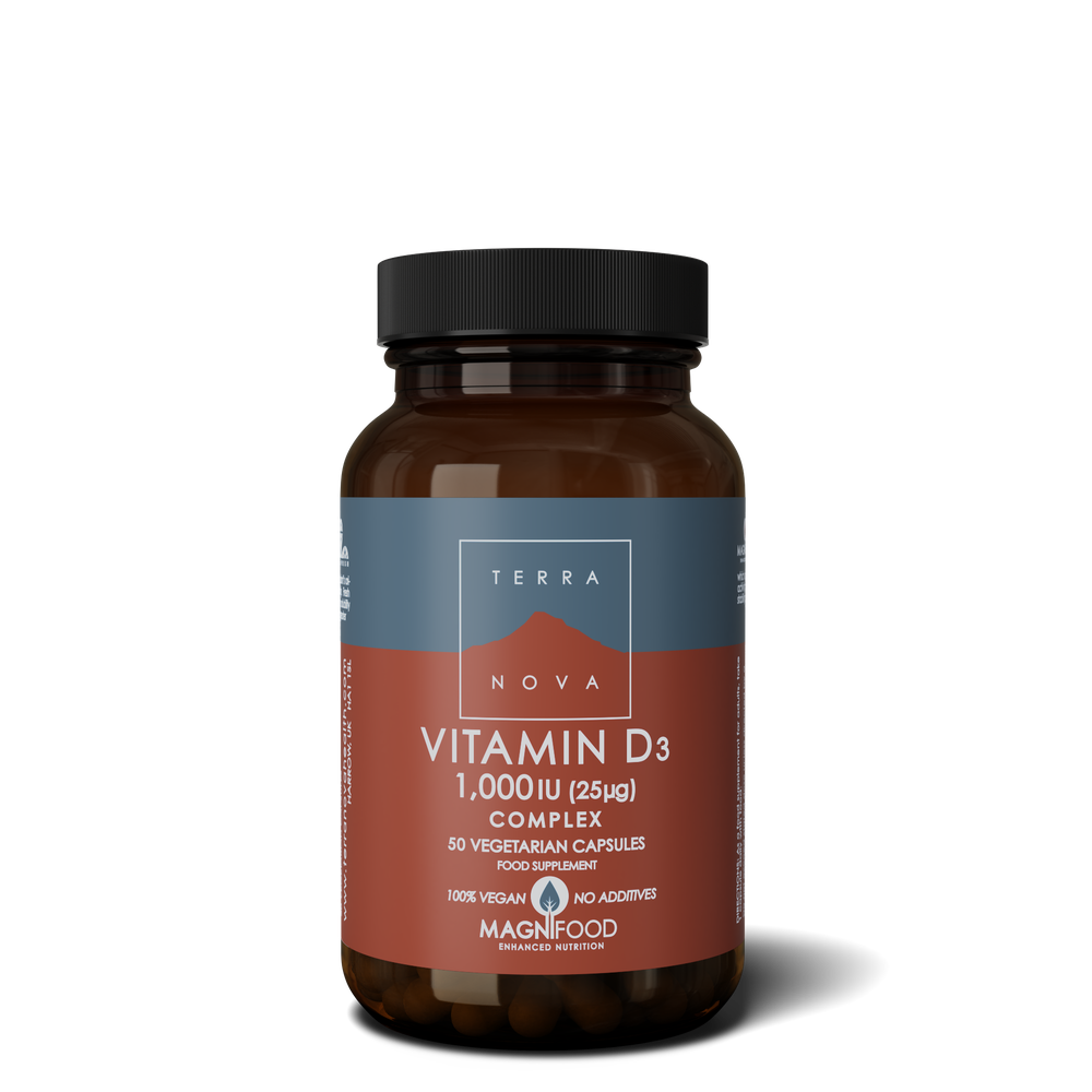 Terra Nova Vitamin D 1000iu Complex Vegan Source 50caps- Lillys Pharmacy and Health Store