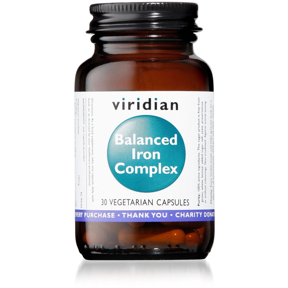 Viridian Balanced Iron (15mg) Complex 30 Veg Caps- Lillys Pharmacy and Health Store