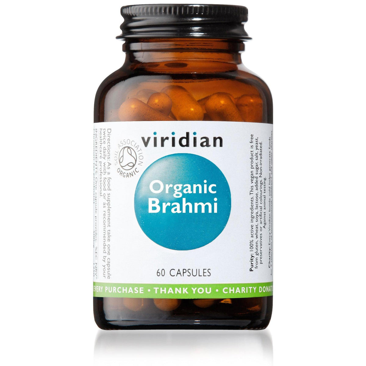 Viridian Organic Brahmi Leaf 300mg 60 Veg Caps- Lillys Pharmacy and Health Store