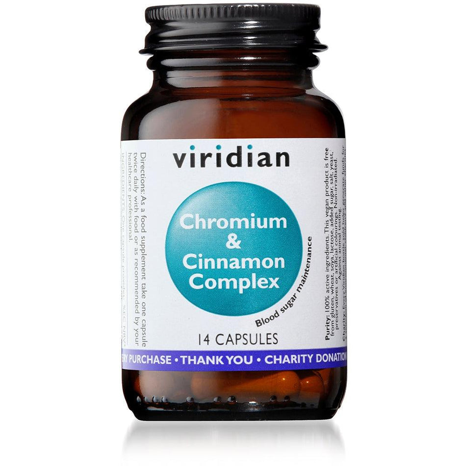 Viridian Chromium & Cinnamon Complex (7 Day Sugar Detox Plan) 14 Veg Caps- Lillys Pharmacy and Health Store