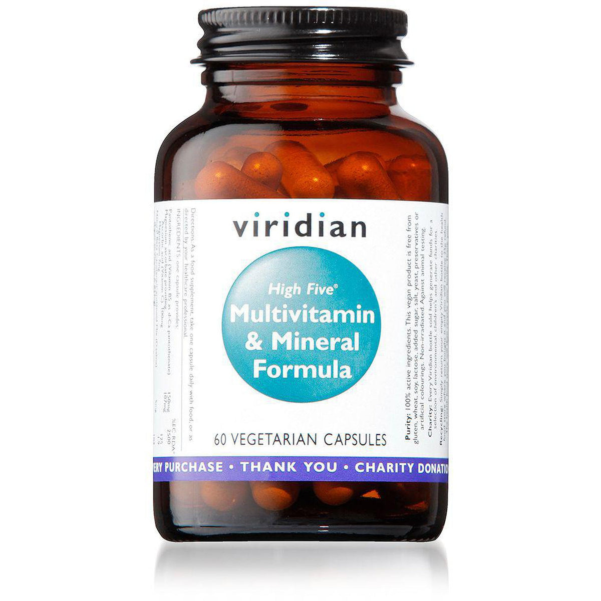 Viridian HIGH FIVE Multivit & Mineral Formula 60 Veg Caps- Lillys Pharmacy and Health Store