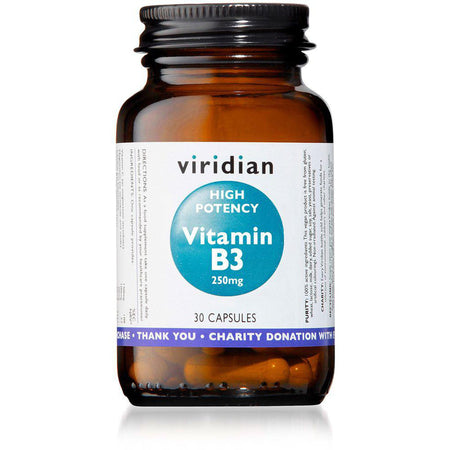 Viridian Hi Potency Vitamin B3 30 Veg Caps- Lillys Pharmacy and Health Store