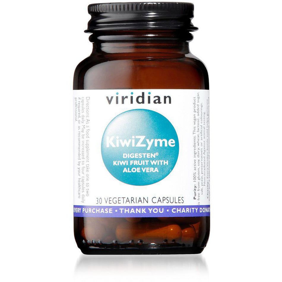 Viridian KiwiZyme 500mg with Aloe vera 30 Veg Caps- Lillys Pharmacy and Health Store