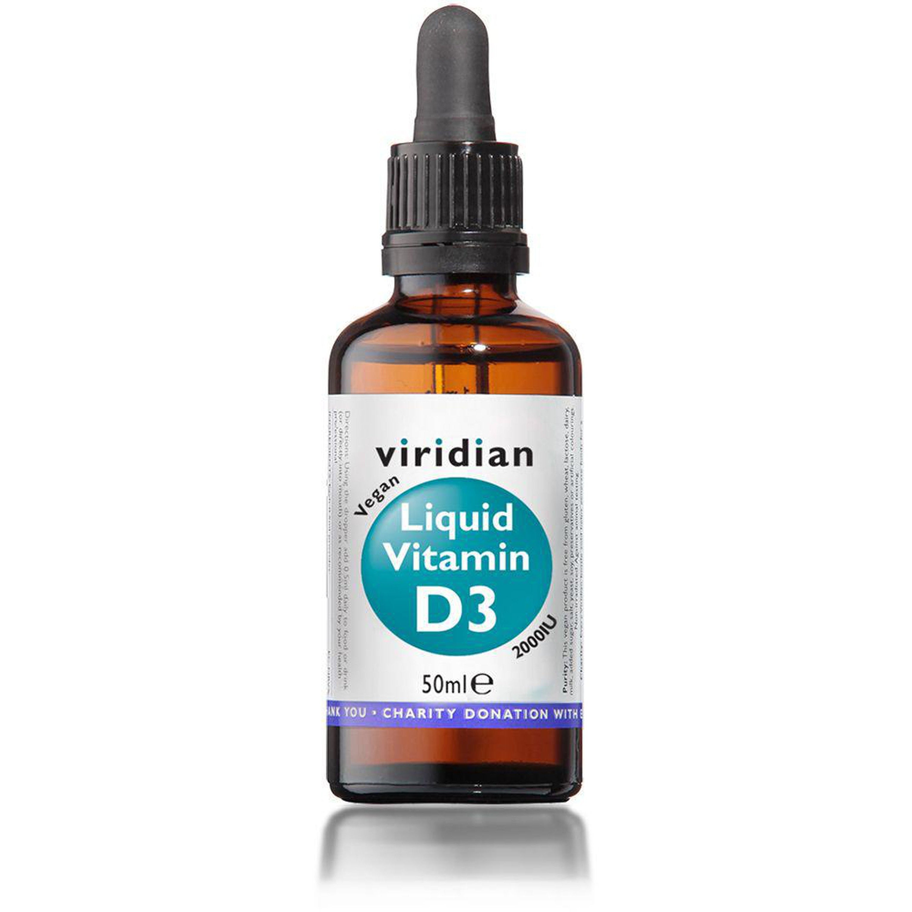 Viridian Liquid Vitamin D3 2000iu Drops 50ml- Lillys Pharmacy and Health Store