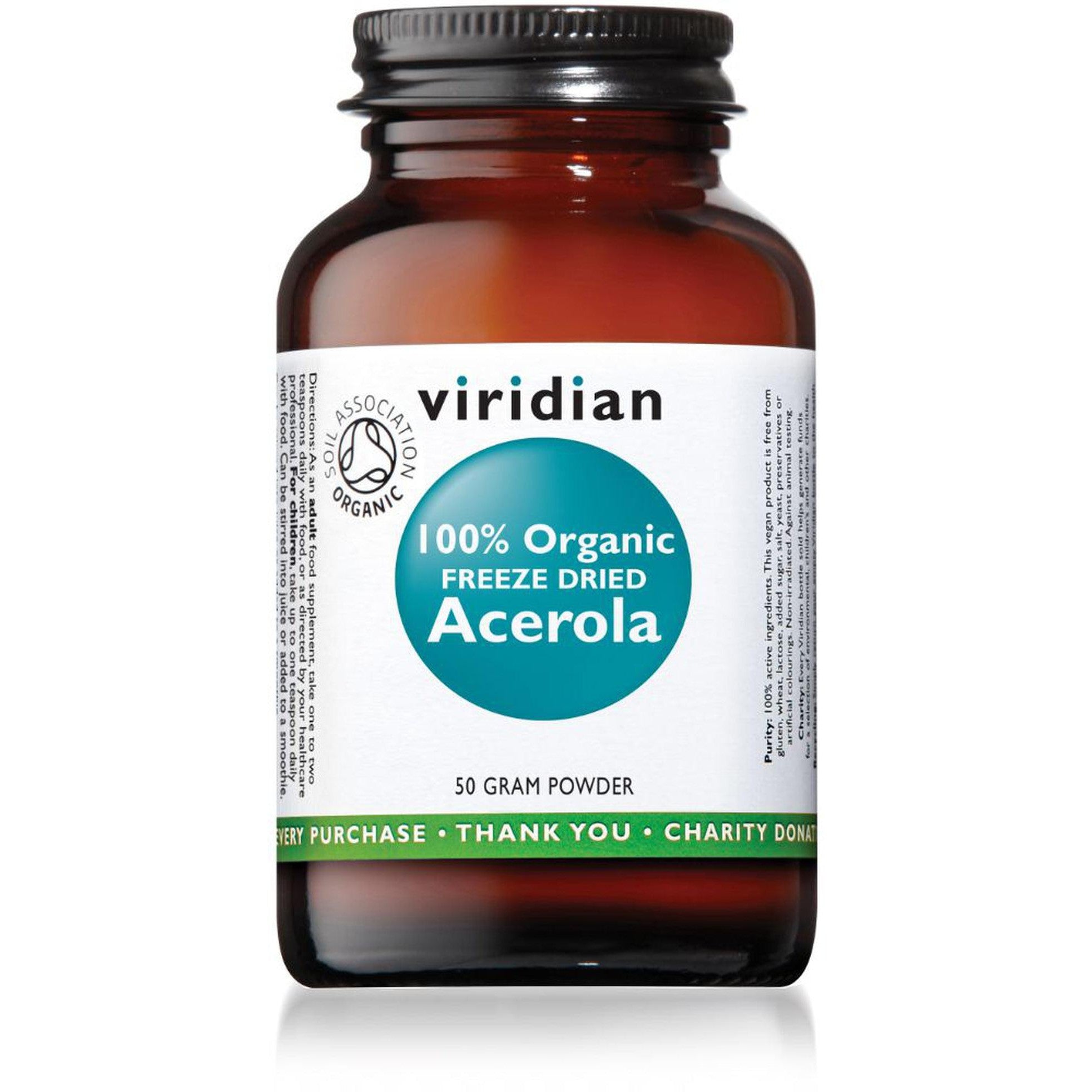 Viridian Organic Freeze dried Acerola Vit C Powder 50g- Lillys Pharmacy and Health Store