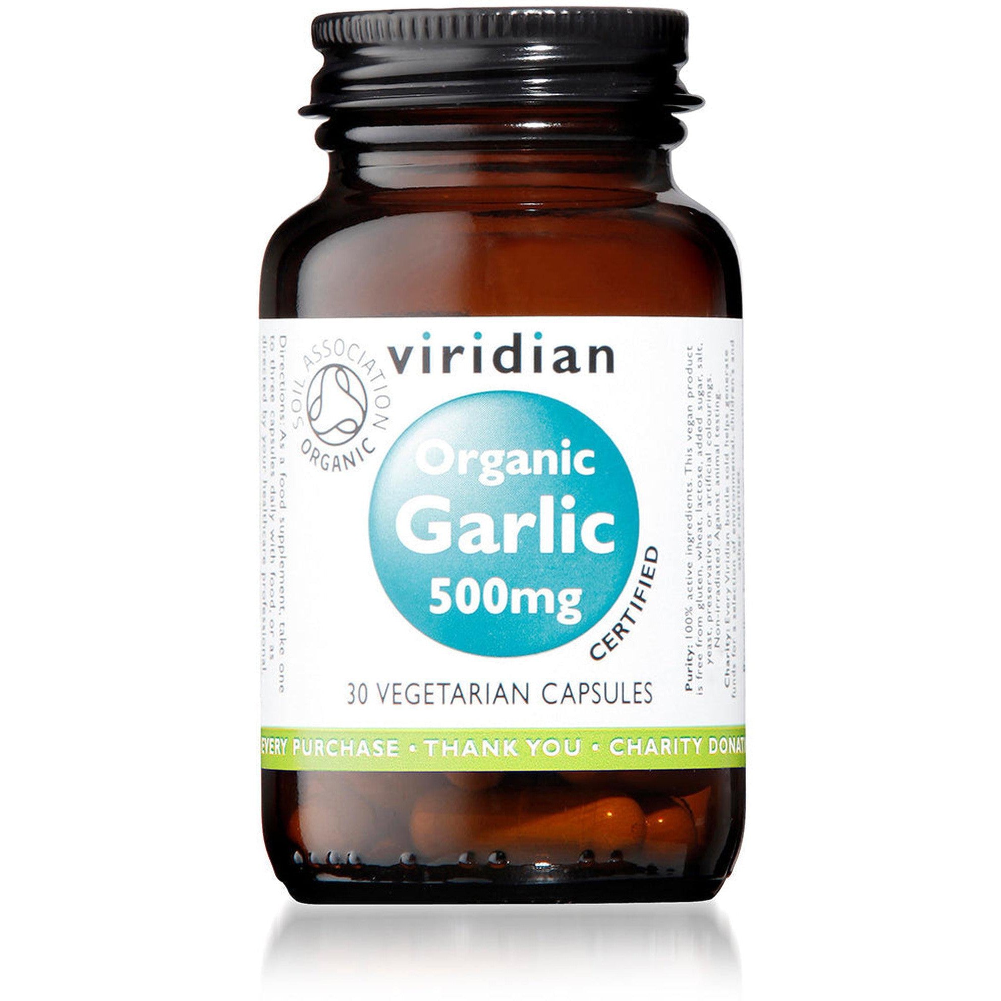 Viridian Organic Garlic 500mg 30 Veg Caps- Lillys Pharmacy and Health Store