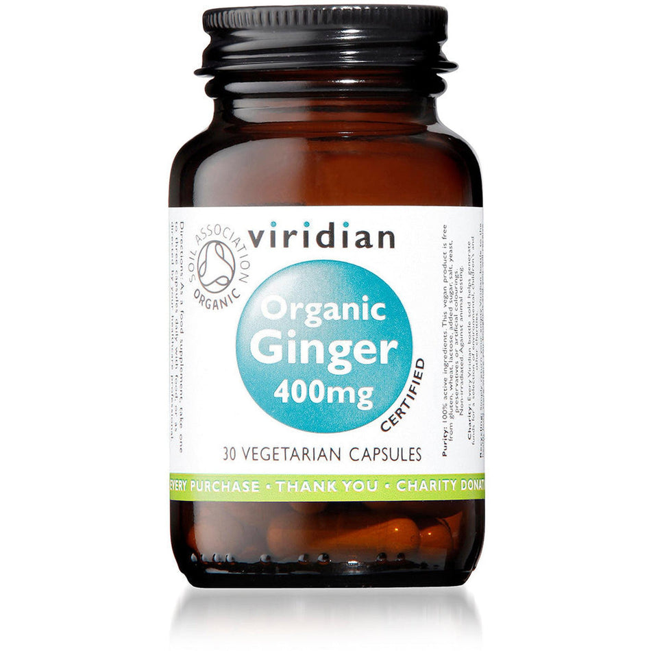 Viridian Organic Ginger Root 400mg 30 Veg Caps- Lillys Pharmacy and Health Store