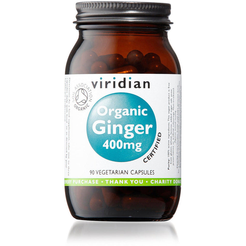Viridian Organic Ginger Root 400mg 90 Veg Caps- Lillys Pharmacy and Health Store