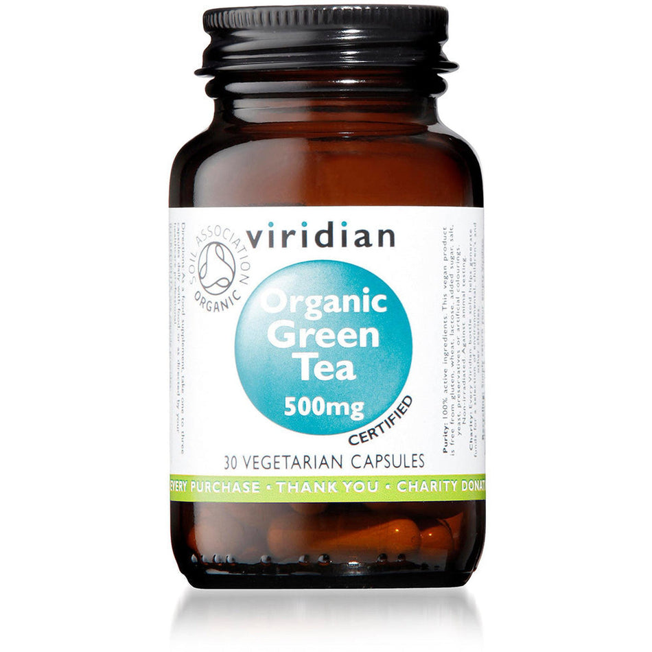 Viridian Organic Green Tea Leaf 500mg 30 Veg Caps- Lillys Pharmacy and Health Store