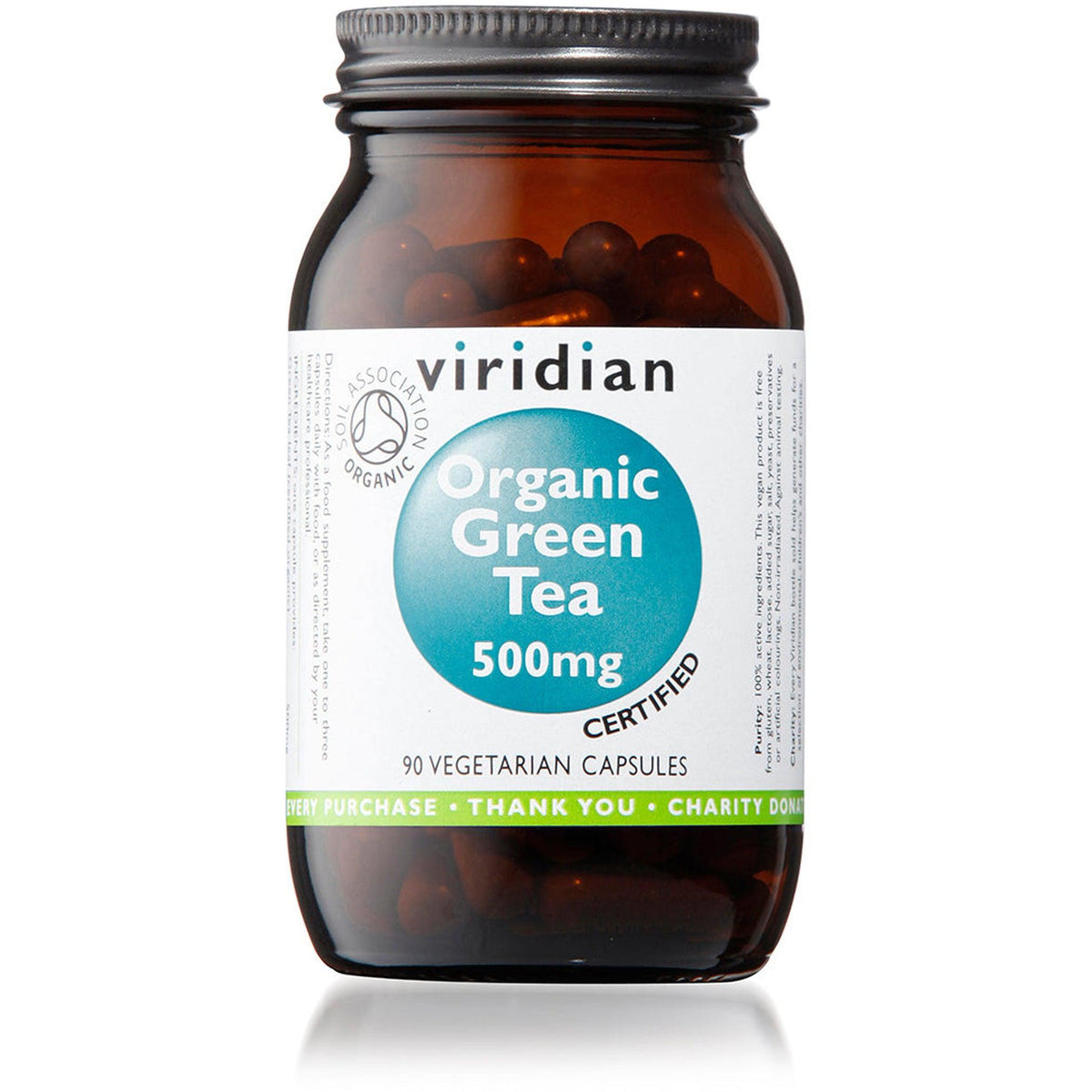 Viridian Organic Green Tea Leaf 500mg 90 Veg Caps- Lillys Pharmacy and Health Store