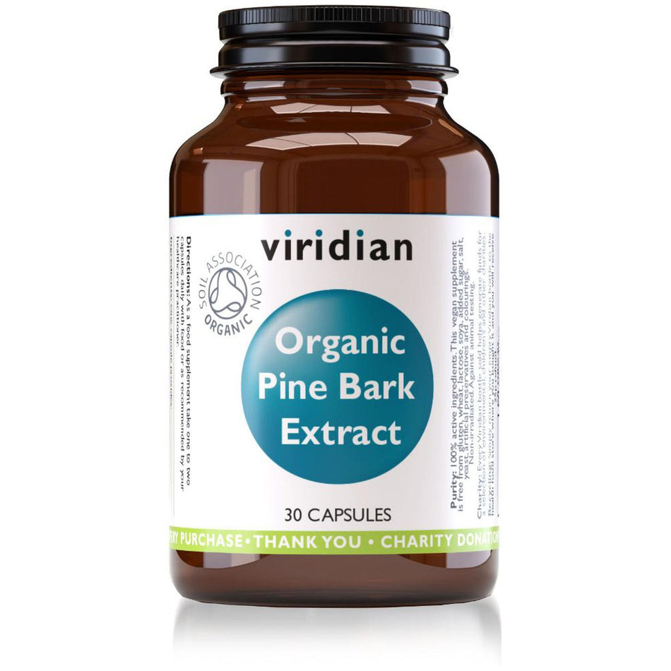 Viridian Organic High Potency Pine Bark Extract 100mg 30 Veg Caps- Lillys Pharmacy and Health Store