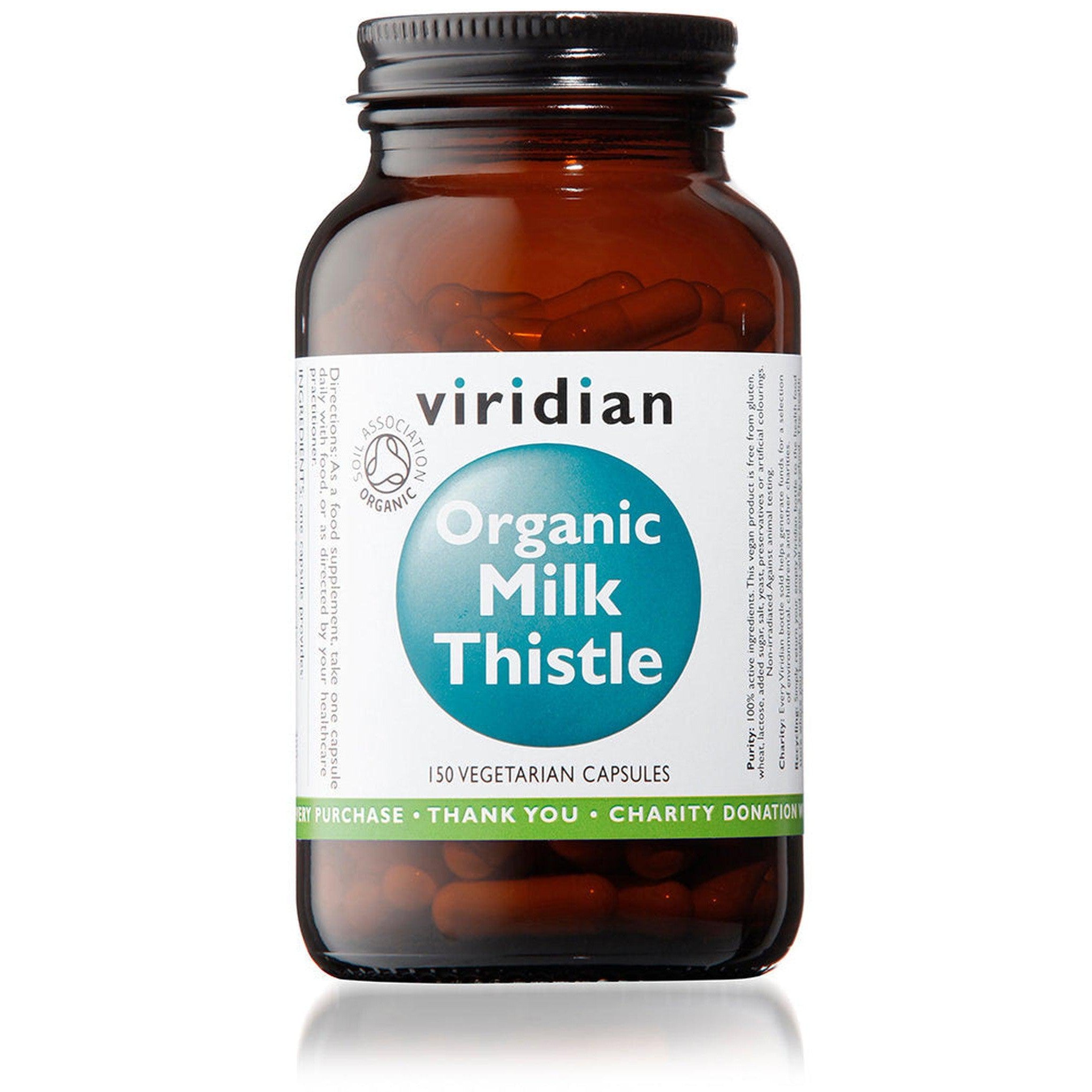 Viridian Organic Milk Thistle 400mg 150 Veg Caps- Lillys Pharmacy and Health Store