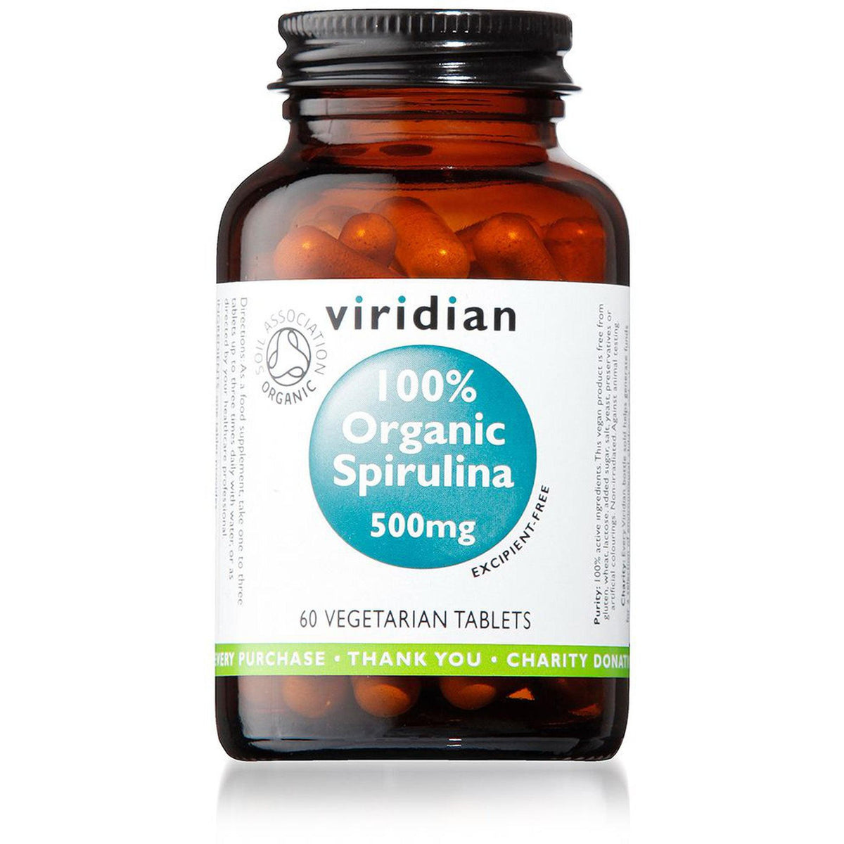 Viridian Organic Spirulina 500mg 60 tablets- Lillys Pharmacy and Health Store